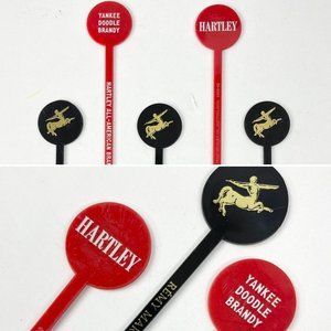 Hartley Yankee Doodle Brandy Remy Martin Cognac 5 Cocktail Swizzle Stick Lot Vtg